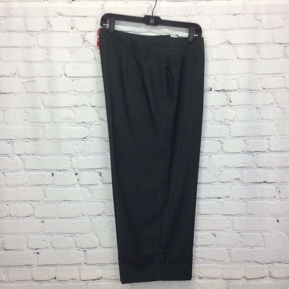 Avenue Modern Fit Crop Pant Women's Sz 14 Light Academia Gray Pin Striped Cuffed - Picture 9 of 9